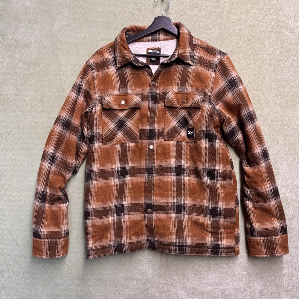 Outdoor Research Feedback Shirt Jacket Mens Medium Kalamata Plaid Sherpa Fleece